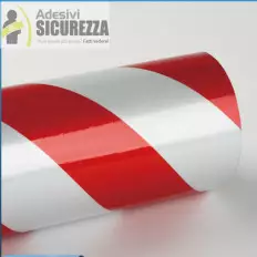 Película refletiva autocolante de advertência zebrada vermelha