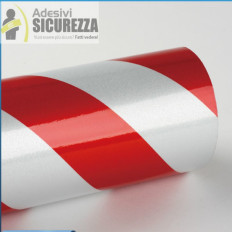 Pellicola adesiva rifrangente rosso/bianco zebrato Miglior