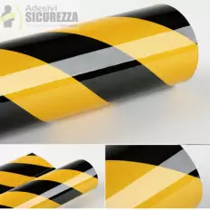 Pellicola adesiva rifrangente giallo/nero a losanghe da 124cm 2
