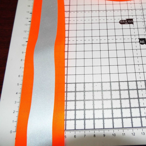 Orange/Grey reflective fabric sew on tape - 50mm x 2MT Best