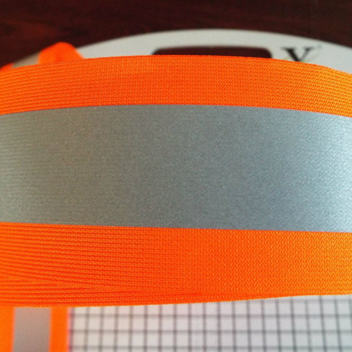 Orange/Grey reflective fabric sew on tape - 50mm x 2MT Best