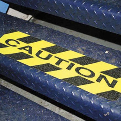 Gelb-schwarzer rutschfester Aufkleber mit Aufschrift "CAUTION"