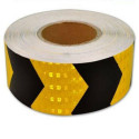 Reflective Yellow and Black chevron hazard warning prismatic