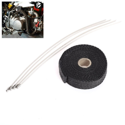 Cinta térmica para colector y escape de coche/moto, universal 25mm x 5m