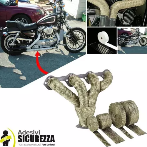 Fita térmica para coletor e escape de carro/moto, universal 25mm x 5m