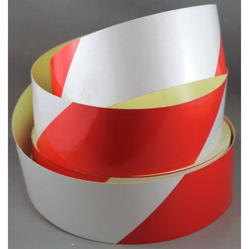 Retroreflektierendes brechendes Klebewarnband rot-weiß 50mm (5