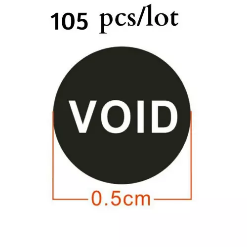 Black Adhesive anti-tampering dot labels with "VOID"
