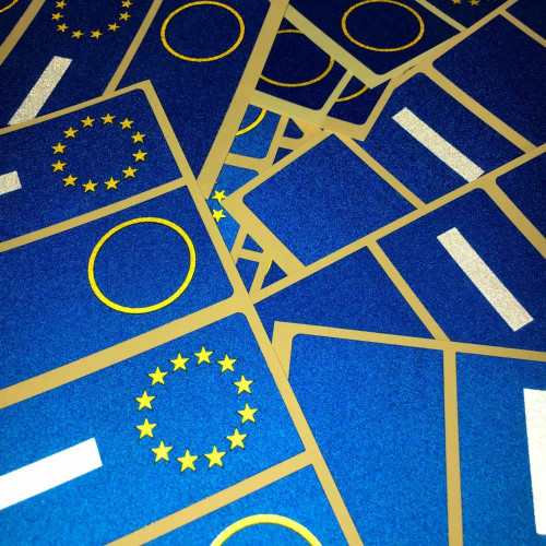 4 pegatinas en vinilo ultra resistente para placa de matricula