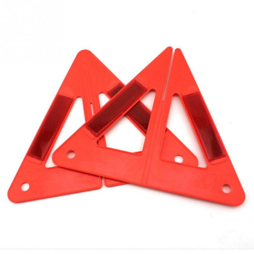Plastic warning triangle with tripod reflex reflectors for road