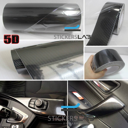 Bandes autocollantes en vinyle à effet carbone – 5 m x 50 mm