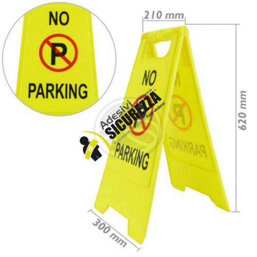 Road sign in foldable and portable plastic of prohibited