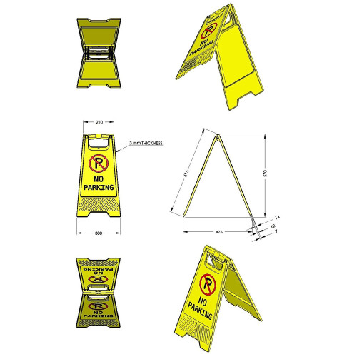 Segnale stradale in plastica ripiegabile e portatile di vietato