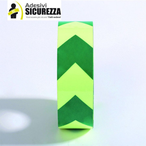 Fita de sinalização luminescente de 50 mm com divisa verde