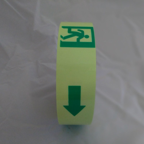 Emergency exit tape in luminescent adhesive PVC 50mm X 2 Meters
