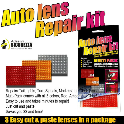 Glass crepe repair kit for headlamps and front rear lights in 3