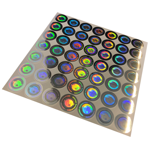 Etiquettes holographiques à témoin d'intégrité avec cachet de