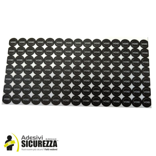 Black Adhesive anti-tampering dot labels with "VOID"
