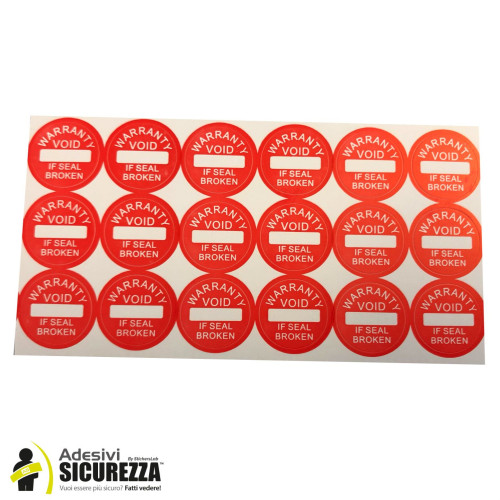 Etichette adesive antimanomissione con sigillo di garanzia -