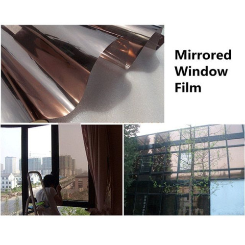 Mirror effect film for windows and windows in silver / bronze