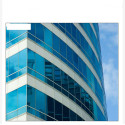 Mirror effect film for windows and windows in silver / blue