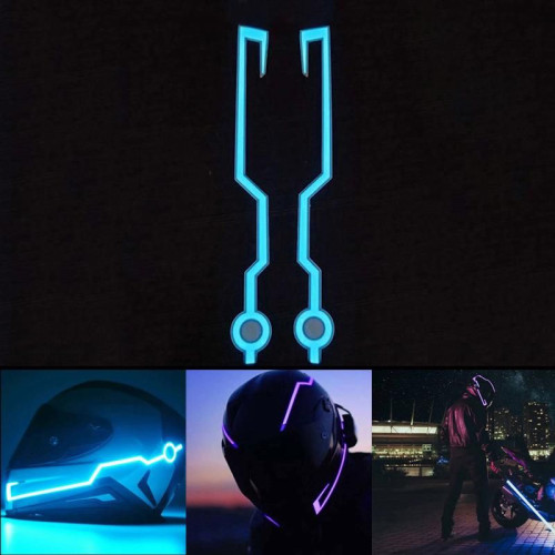 Adhesive LED kit for motorcycle helmet in "TRON" style with 6