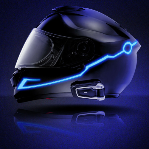 Adhesive LED kit for motorcycle helmet in "TRON" style with 6