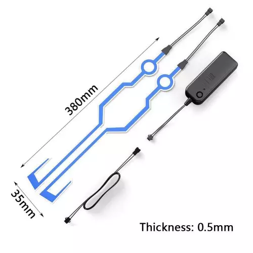 Adhesive LED kit for motorcycle helmet in "TRON" style with 6