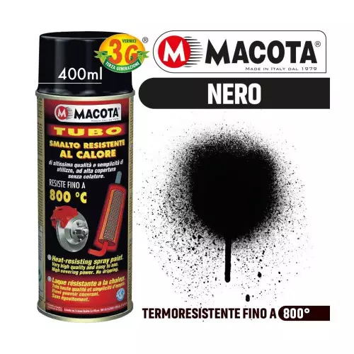 MACOTA TUBO vernice ALTA TEMPERATURA nero spray 3G 400 ml auto