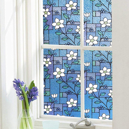 Privacy film coloured effect flowered for windows glass