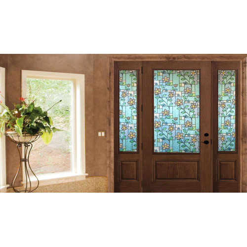 Blickschutzfolie mit farbigem Blumeneffekt für Fenster und