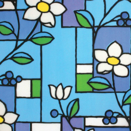 Filme de privacidade colorido com efeito de flor para janelas