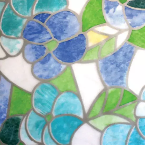 Privacy film coloured effect flowered mosaic for windows glass