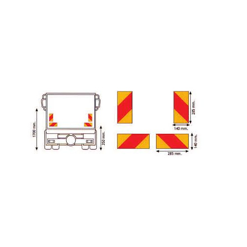 ECE 70.01 paneles reflectantes para cabezas tractoras kit de 4