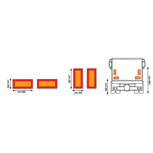ECE 70.01 paneles reflectantes para remolques kit de 4 piezas
