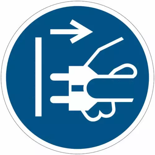 Señales de obligación ISO 7010 "Desconectar el cable del