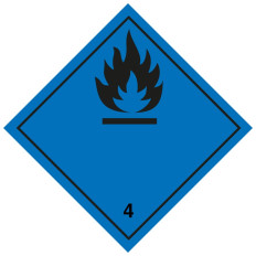 Label ADR division 4.3 pour "matières qui, au contact de l'eau