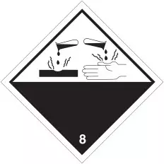 Self-adhesive label or A.D.R aluminum support for class 8 for