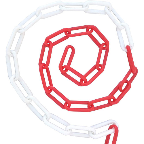 Plastic chain for parking and safety, white and red, 6 mm, from
