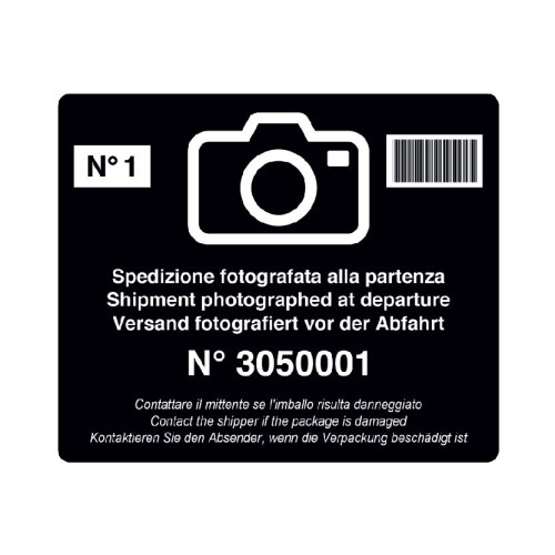 étiquettes adhésives d'expédition inviolables photographiées au