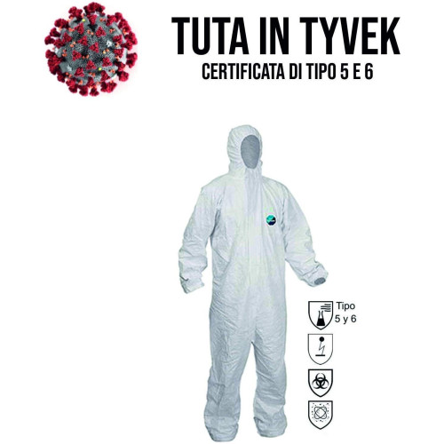 Disposable white coverall with hood Certified EN 14126/04