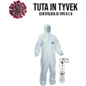 Disposable white coverall with hood Certified EN 14126/04
