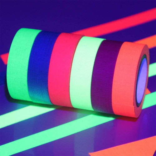 6 rolos de fitas adesivas fluorescentes UV de 15 mm x 5 M em