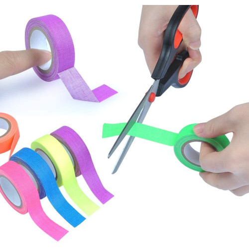 6 Rolls 15mm x 5M UV fluorescent adhesive gaffer tapes in