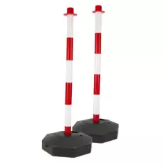 Road set with plastic poles and chain for delimitation and