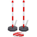Conjunto de carreteras con postes de plástico y cadena para