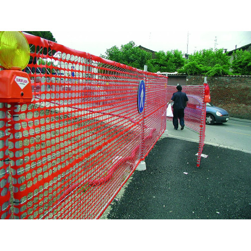 Construction site net for orange plastic fencing also for