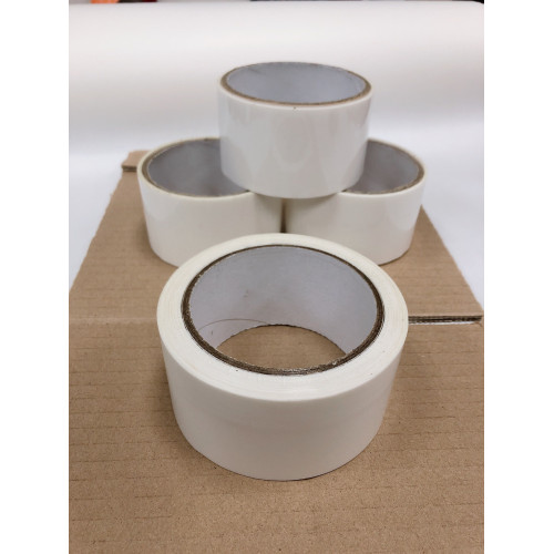 White anti-tamper adhesive tape that leaves writing if removed