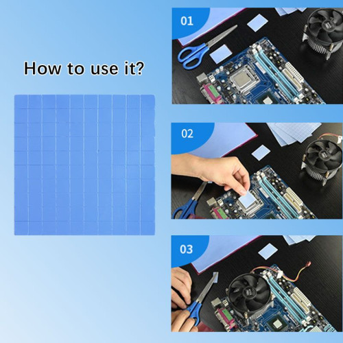 Pad thermique, 100 pièces 10x10x1mm silicone bleu pour CPU GPU