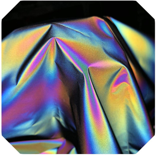 Tissu réfléchissant arc-en-ciel avec reflets holographiques à