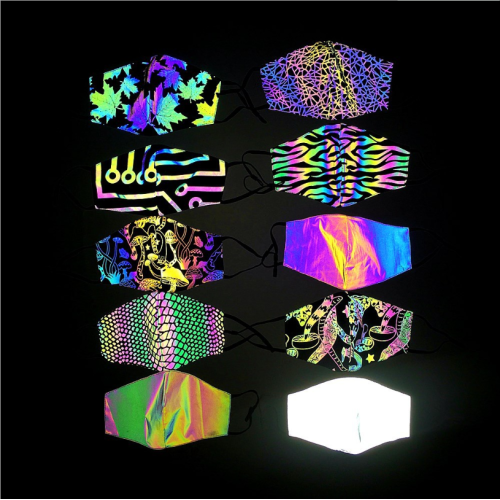 Tecido refletivo arco-íris com tons holográficos para costurar